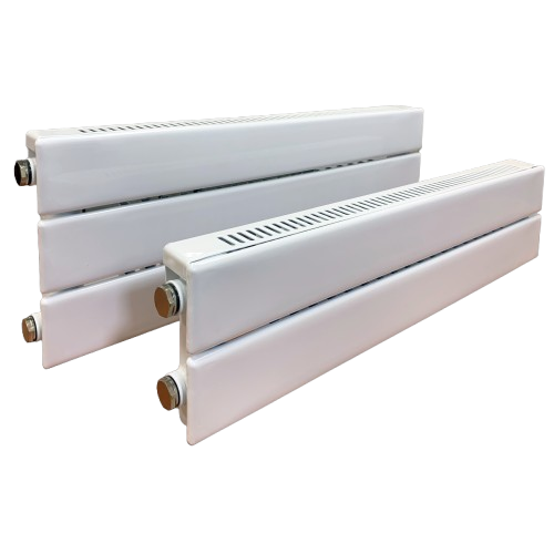 Electric baseboard heaters, white, showcasing zoned heating solutions for efficient home comfort, relevant to B Mays Heating & Air's heating services in Loganville, GA.