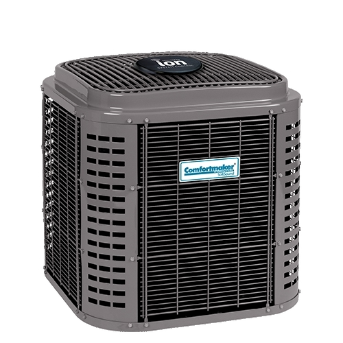 Comfortmaker heat pump unit showcasing efficient design for HVAC systems, relevant to heat pump repair services in Lawrenceville, GA.