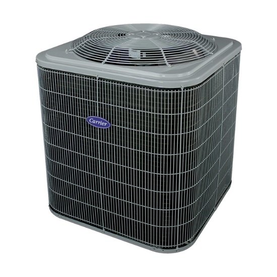 Carrier central air conditioning unit designed for efficient whole-home cooling, suitable for residential HVAC solutions in Suwanee, GA.