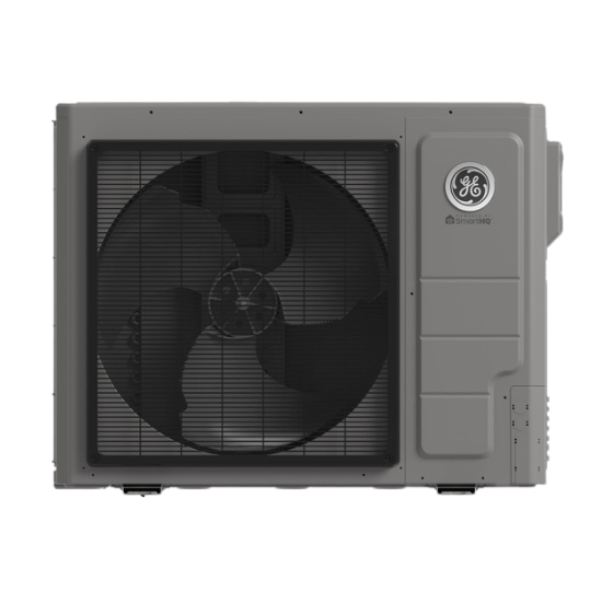 Heat pump unit with large fan, designed for efficient heating and cooling, suitable for residential HVAC systems in Suwanee, GA.