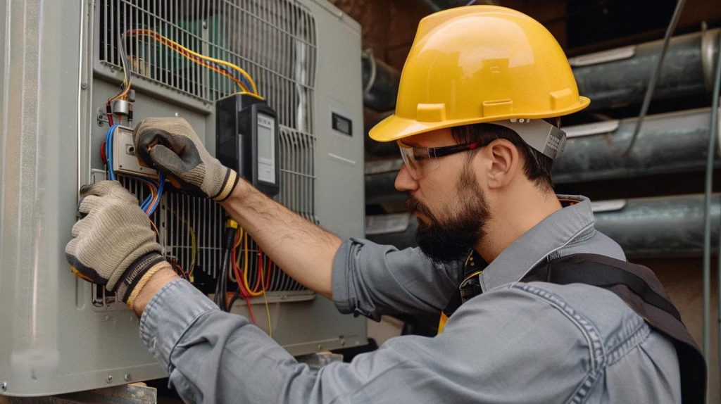 technician performing HVAC maintenance