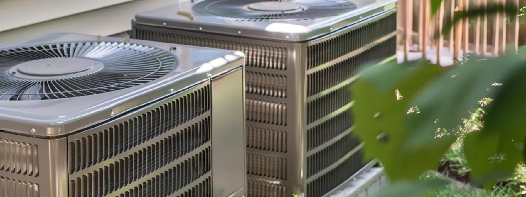 Heat pump units installed outdoors, showcasing energy-efficient HVAC systems for residential comfort in Lawrenceville.